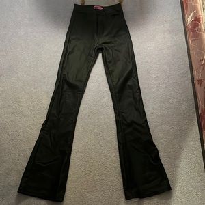 Edikted Luna Faux Leather Flare Jeans